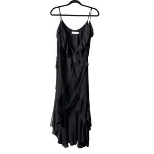 White Closet Womens Wrap Dress 14 Maxi Ruffle Lace Witchy Fairygoth Whimsigoth